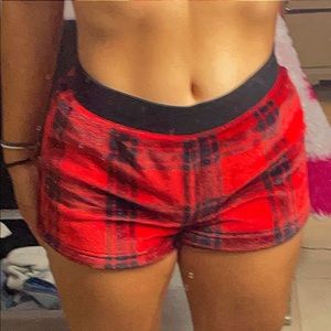 Pink Victoria secret fuzzy flannel shorts